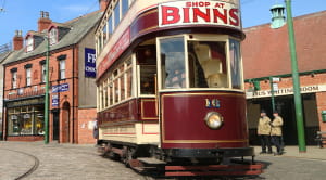 Rise a traditional tram at Beamish museum